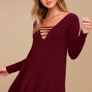 Lucy Love Great Day Burgundy Swing Dress